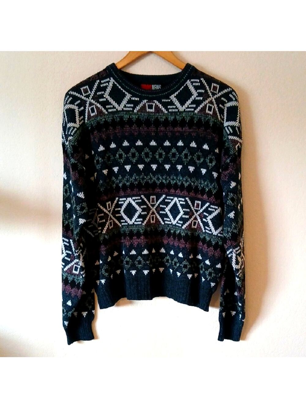 Vintage Todays News Abstract Sweater Dark Colors